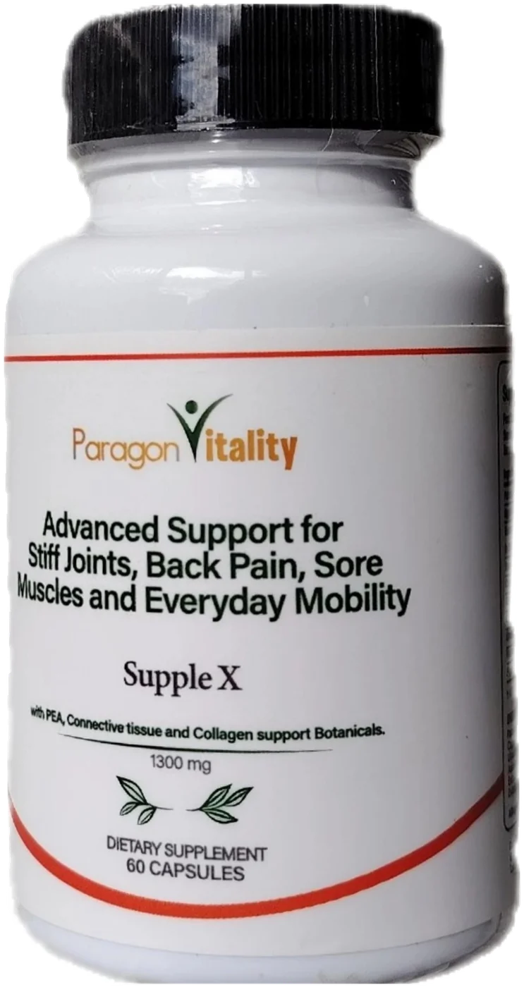 Paragon Vitality Supple X bottle, front label